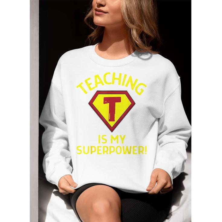 Teaching Is My Superpower Fun Elementary Teacher 1st Grade Women Crewneck Sweatshirt, funny gift Teaching Is My Superpower Fun Elementary Teacher 1st Grade Women Crewneck Sweatshirt, funny gift