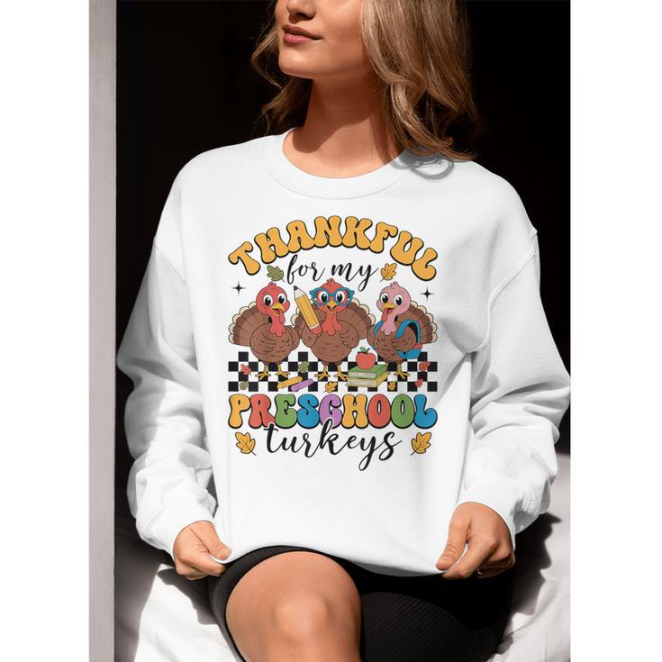 Thankful For My Preschool Turkeys Thanksgiving Teacher Fall Women Crewneck Sweatshirt, funny gift Thankful For My Preschool Turkeys Thanksgiving Teacher Fall Women Crewneck Sweatshirt, funny gift