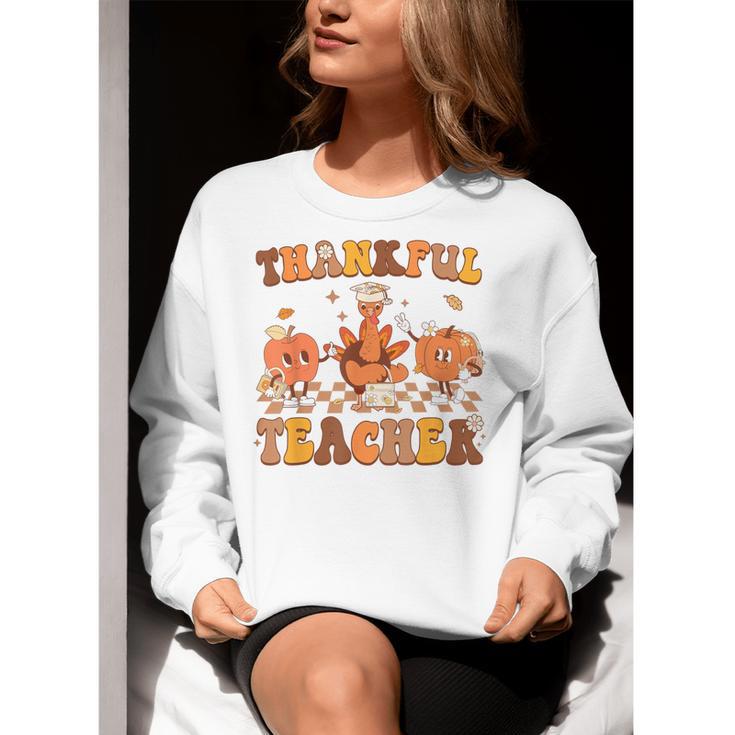 Thankful Teacher Retro Groovy Thanksgiving Fall Women Men Women Crewneck Sweatshirt, Groovy Teacher Sweatshirts, funny gift Thankful Teacher Retro Groovy Thanksgiving Fall Women Men Women Crewneck Sweatshirt, Groovy Teacher Sweatshirts, funny gift