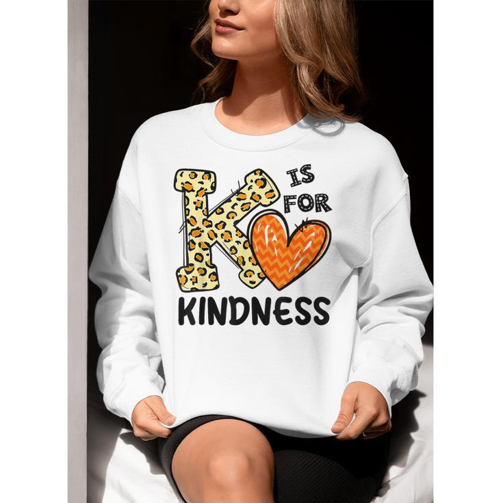 Unity Day K Is For Kindness Anti Bullying Orange Teacher Men Women Kids Women Crewneck Sweatshirt, funny gift Unity Day K Is For Kindness Anti Bullying Orange Teacher Men Women Kids Women Crewneck Sweatshirt, funny gift