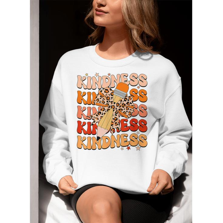 Unity Day Orange Kindness Teacher Bow Anti Bullying Be Kind Women Crewneck Sweatshirt, funny gift