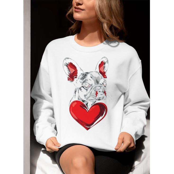 Valentine's Day Boston Terrier Dog Vector Women Crewneck Sweatshirt, funny gift