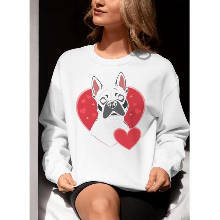 Valentine's Day Boston Terrier Women Crewneck Sweatshirt, funny gift