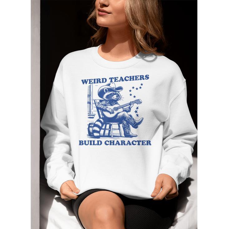 Weird Teachers Build Character Shirt Raccoon Teacher Women Crewneck Sweatshirt, funny gift Weird Teachers Build Character Shirt Raccoon Teacher Women Crewneck Sweatshirt, funny gift