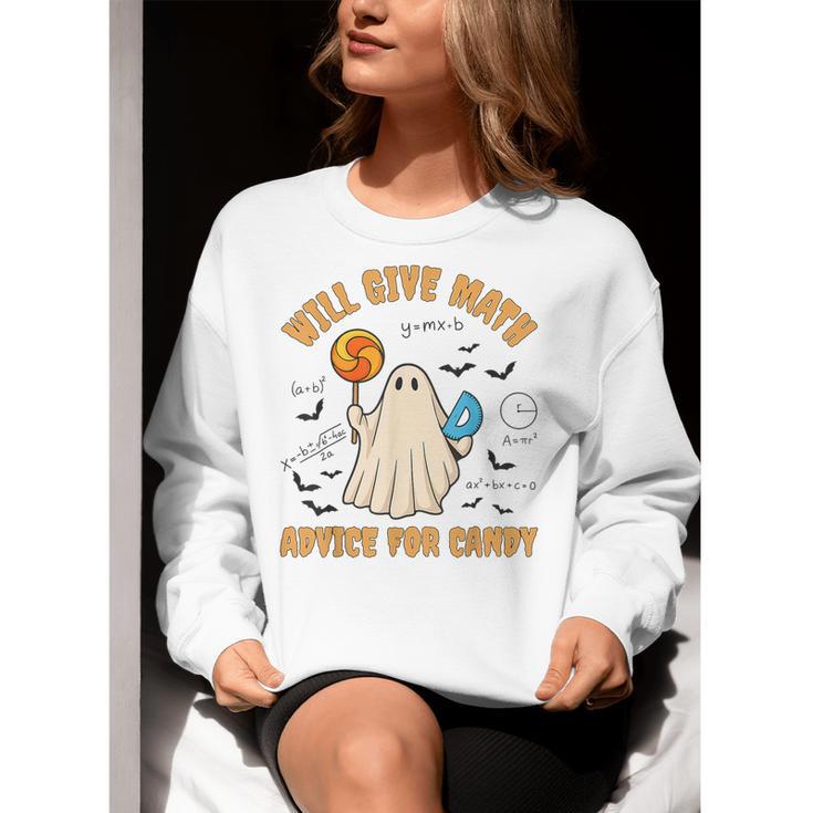 Will Give Math Advice For Candy Math Ghost Teacher Halloween Women Crewneck Sweatshirt, funny gift Will Give Math Advice For Candy Math Ghost Teacher Halloween Women Crewneck Sweatshirt, funny gift