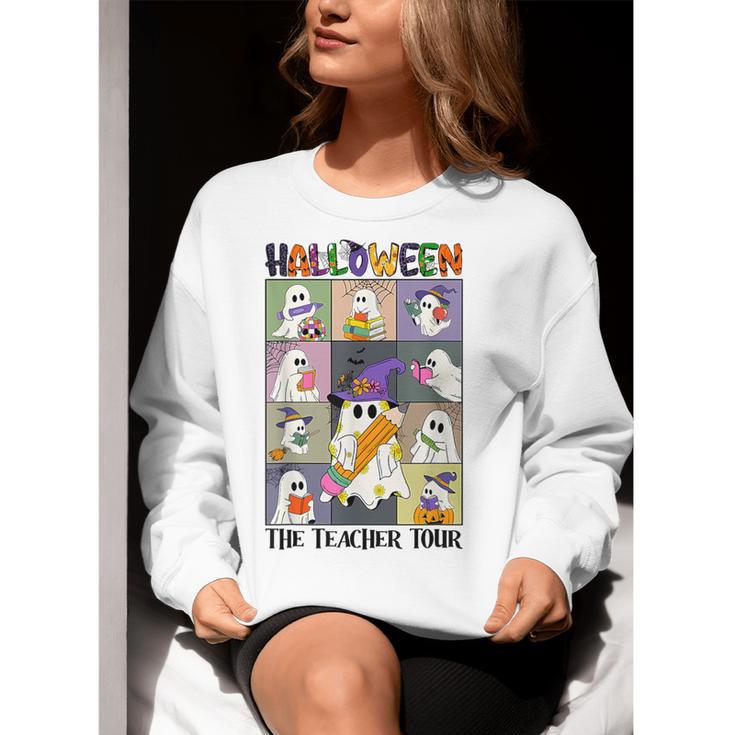 Women Halloween The Teacher Tour Ghosts Pencil Pumpkins Women Crewneck Sweatshirt, funny gift