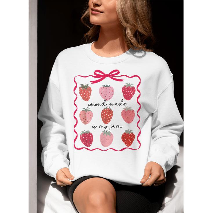 Women Second Grade Is My Jam Strawberry First Kids Teacher Women Crewneck Sweatshirt, First Grade Teacher Sweatshirts, funny gift Women Second Grade Is My Jam Strawberry First Kids Teacher Women Crewneck Sweatshirt, First Grade Teacher Sweatshirts, funny gift