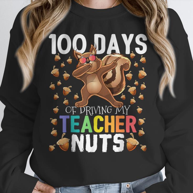 100 Days Of Driving My Teacher Nuts Dabbing Squirrel School Women Crewneck Sweatshirt, funny design 100 Days Of Driving My Teacher Nuts Dabbing Squirrel School Women Crewneck Sweatshirt, funny design