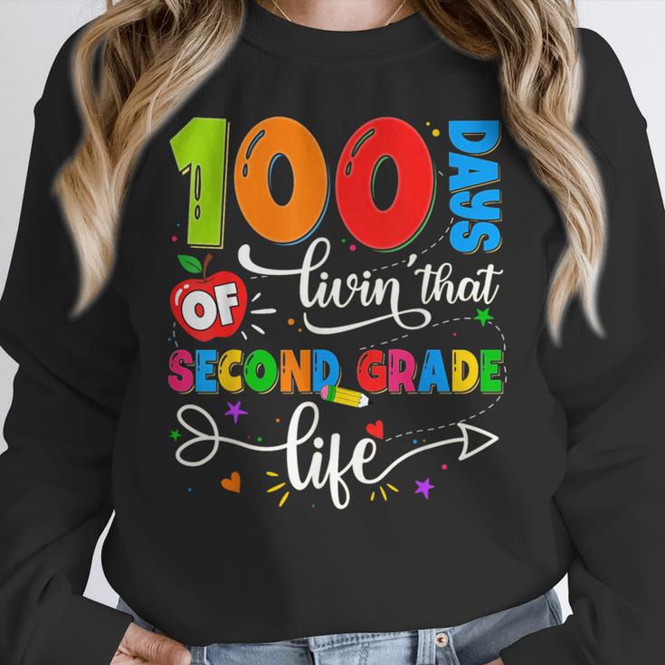 100 Days Of Living That 2nd Grade Life Boy Girl Teacher Women Crewneck Sweatshirt, 2nd Grade Teacher Gifts, funny design 100 Days Of Living That 2nd Grade Life Boy Girl Teacher Women Crewneck Sweatshirt, 2nd Grade Teacher Gifts, funny design