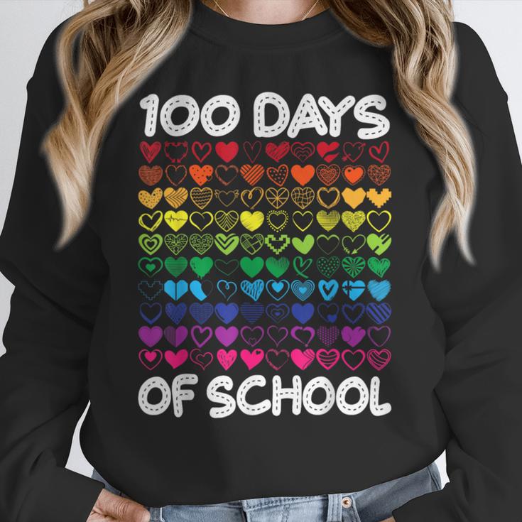 100 Days Of School Heart Love Teacher Or Student 100th Day Women Crewneck Sweatshirt, funny design 100 Days Of School Heart Love Teacher Or Student 100th Day Women Crewneck Sweatshirt, funny design