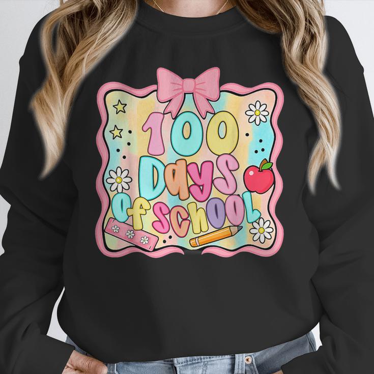 100 Days Of School Preppy 100th Day Of School Teacher Kids Women Crewneck Sweatshirt, funny design 100 Days Of School Preppy 100th Day Of School Teacher Kids Women Crewneck Sweatshirt, funny design