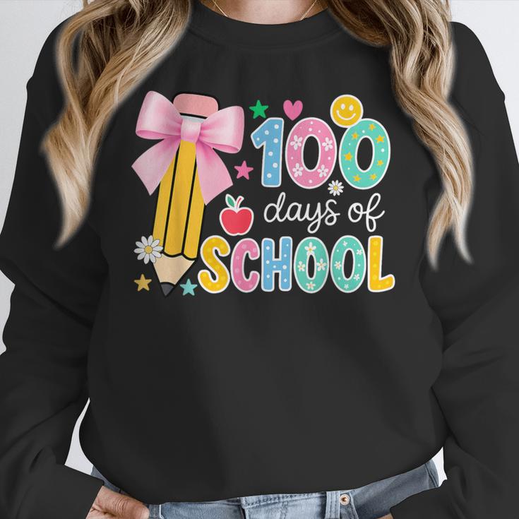 100 Days Of School Preppy 100th Day Of School Teachers Girls Women Crewneck Sweatshirt, funny design 100 Days Of School Preppy 100th Day Of School Teachers Girls Women Crewneck Sweatshirt, funny design