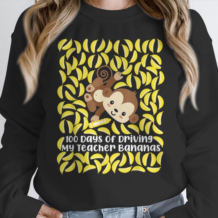 100th Day Of School Teacher Monkey Pun Banana For Men Women Girls Kids Women Crewneck Sweatshirt, funny design