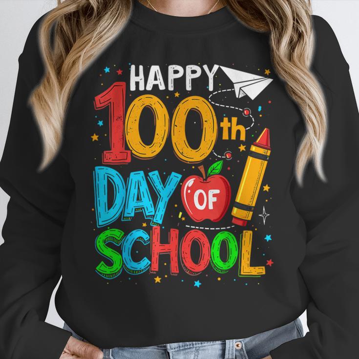 100th Day Of School Teachers Kids Happy 100 Days Women Crewneck Sweatshirt, funny design 100th Day Of School Teachers Kids Happy 100 Days Women Crewneck Sweatshirt, funny design