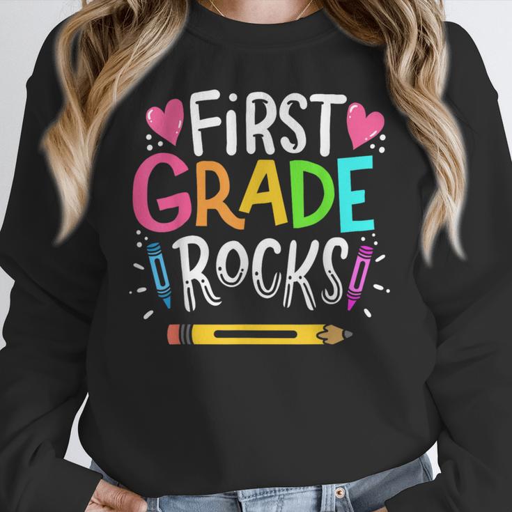 1st Grade Teacher Women Crewneck Sweatshirt, funny design