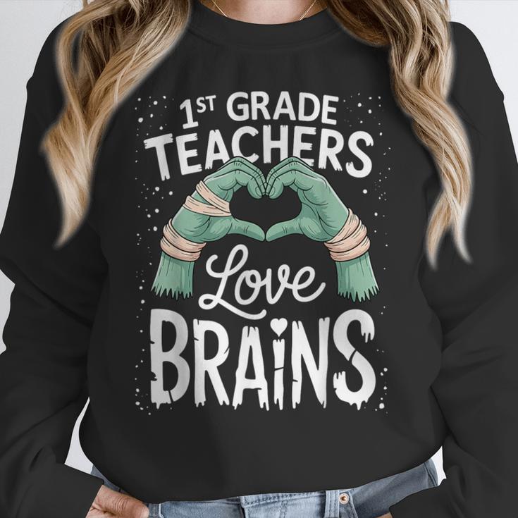 1st Grade Teachers Love Brains Shirt Halloween Teacher Women Crewneck Sweatshirt, funny design 1st Grade Teachers Love Brains Shirt Halloween Teacher Women Crewneck Sweatshirt, funny design