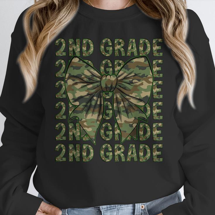 2nd Grade Teacher Student Camo Bow Back To School Women Crewneck Sweatshirt, 2nd Grade Teacher Gifts, funny design 2nd Grade Teacher Student Camo Bow Back To School Women Crewneck Sweatshirt, 2nd Grade Teacher Gifts, funny design