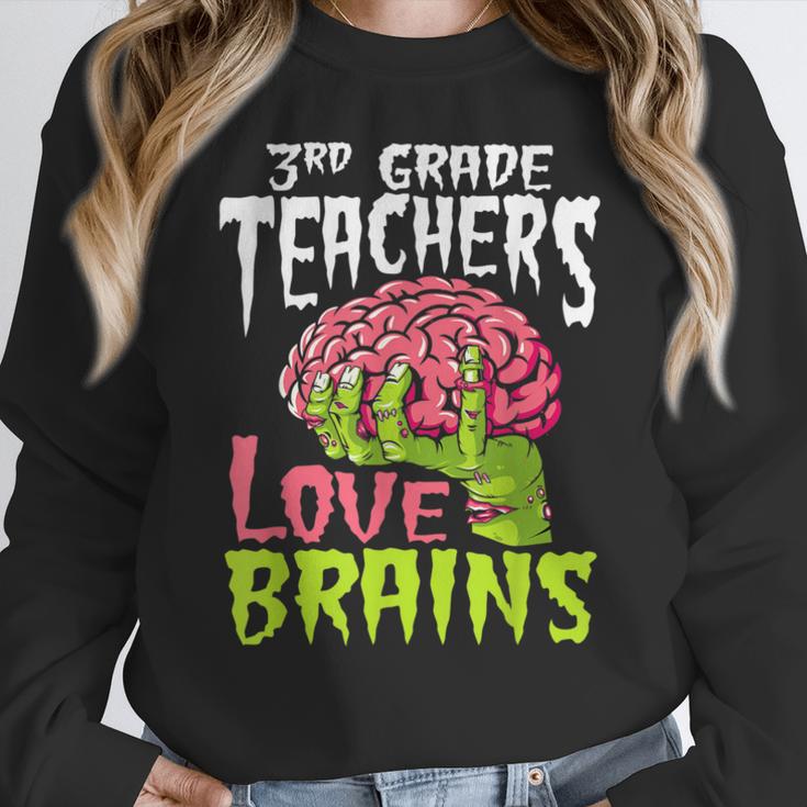 3rd Grade Teachers Love Brains Zombie Teacher Halloween Women Crewneck Sweatshirt, funny design 3rd Grade Teachers Love Brains Zombie Teacher Halloween Women Crewneck Sweatshirt, funny design