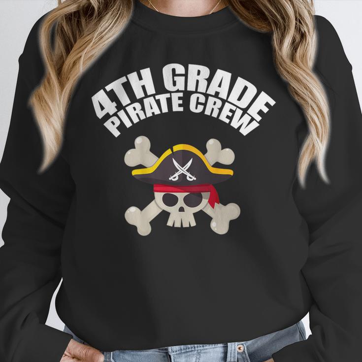 4th Grade Pirate Crew Halloween Costume Cool Teacher Student Women Crewneck Sweatshirt, 4th Grade Teacher Gifts, funny design