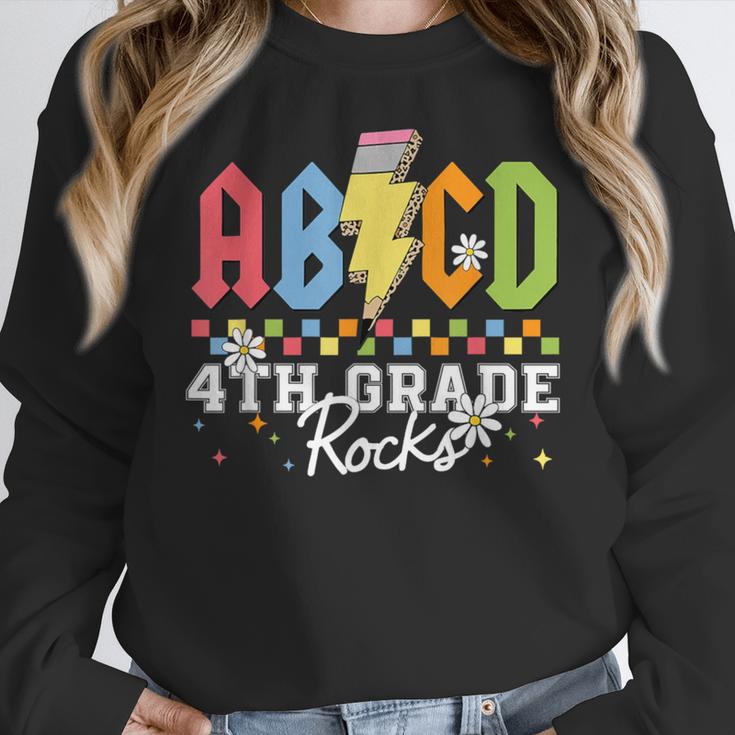 4th Grade Rocks ABCD Back To School Rock Teachers Women Crewneck Sweatshirt, funny design 4th Grade Rocks ABCD Back To School Rock Teachers Women Crewneck Sweatshirt, funny design