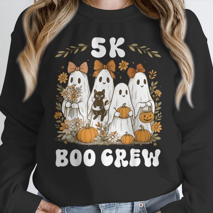 5K Boo Crew Halloween Teacher K5 Floral Ghost Trick Or Teach Women Crewneck Sweatshirt, funny design
