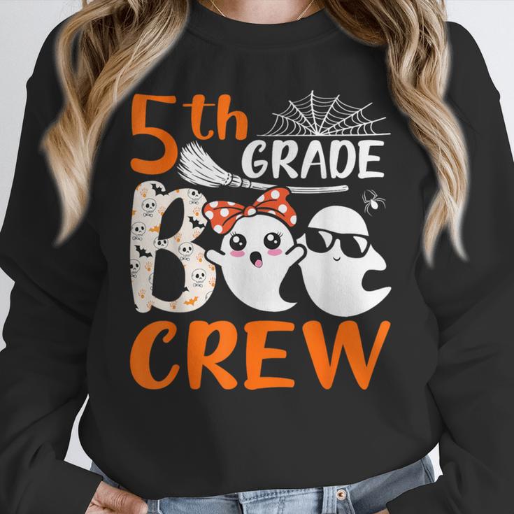 5th Grade Boo Crew Teachers Students Ghost Halloween Women Crewneck Sweatshirt, funny design