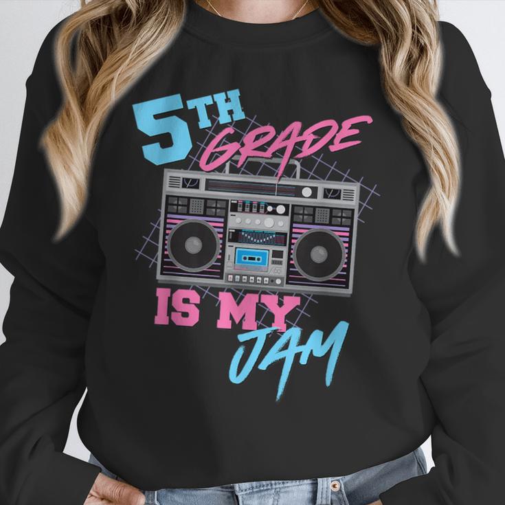 5th Grade Is My Jam Vintage 80s Boombox Teacher Student Women Crewneck Sweatshirt, funny design 5th Grade Is My Jam Vintage 80s Boombox Teacher Student Women Crewneck Sweatshirt, funny design