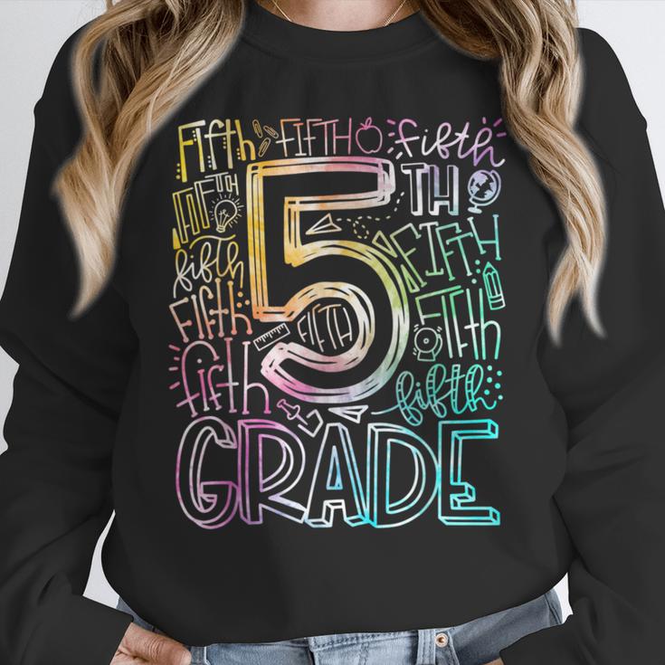 5th Grade Typography Team Fifth Grade Teacher Back To School Women Crewneck Sweatshirt, funny design