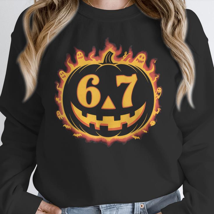 6 7 Meme Halloween Pumpkin Costume For Student Teacher Women Crewneck Sweatshirt, funny design 6 7 Meme Halloween Pumpkin Costume For Student Teacher Women Crewneck Sweatshirt, funny design
