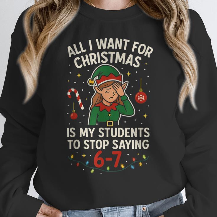 6-7 Students Saying 67 Xmas Six Seven Teacher Christmas Women Crewneck Sweatshirt, funny design 6-7 Students Saying 67 Xmas Six Seven Teacher Christmas Women Crewneck Sweatshirt, funny design
