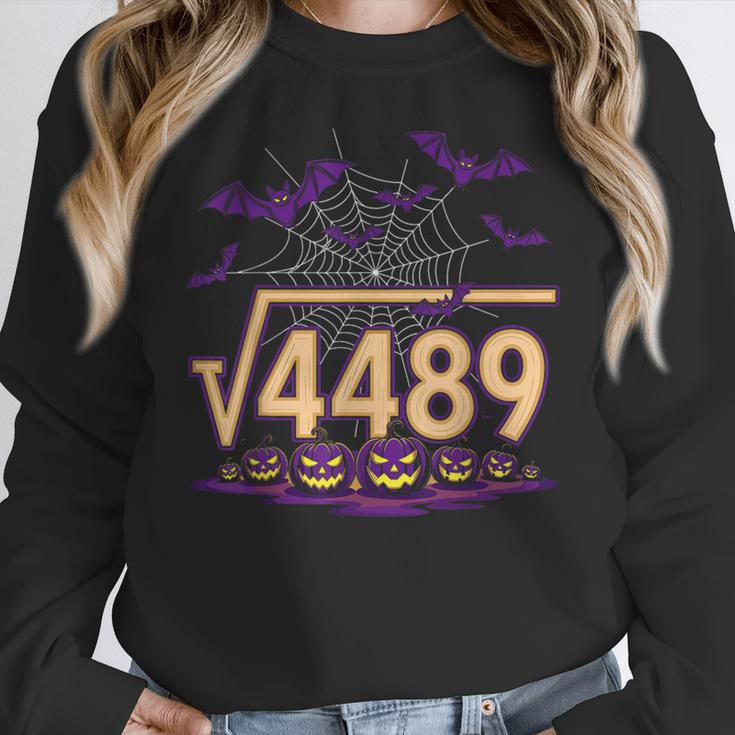 67 Meme Math Teacher Square Root 4489 Halloween Women Crewneck Sweatshirt, funny design