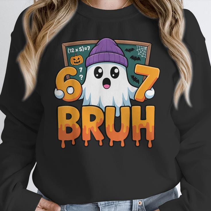 67 Teacher Ghost Six Seven Meme Math Equation Bruh Halloween Women Crewneck Sweatshirt, funny design 67 Teacher Ghost Six Seven Meme Math Equation Bruh Halloween Women Crewneck Sweatshirt, funny design