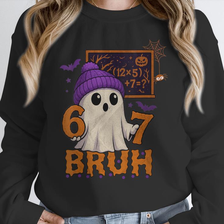 67 Teacher Halloween Ghost Six Seven Meme Math Equation Bruh Women Crewneck Sweatshirt, funny design