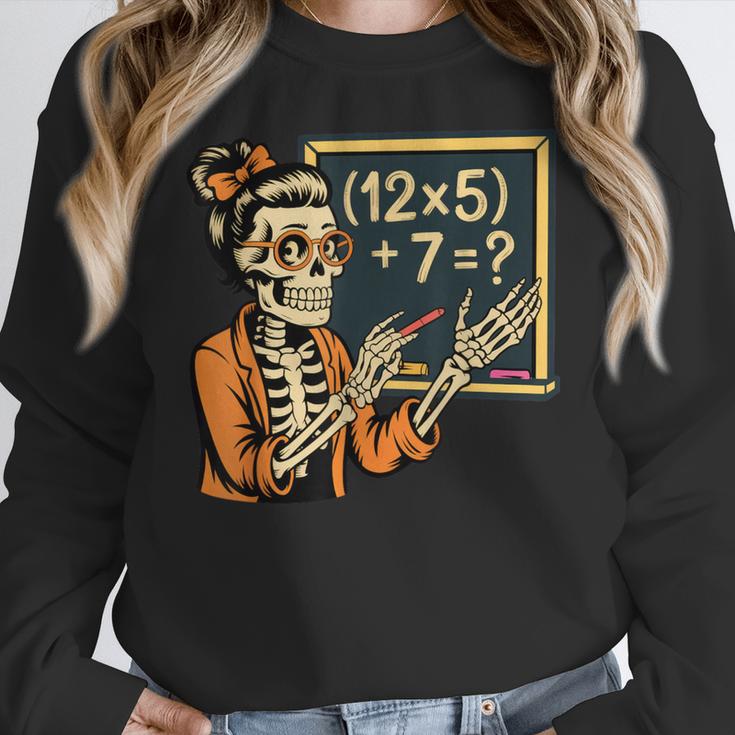 67 Teacher Halloween Skeleton Women Crewneck Sweatshirt, funny design
