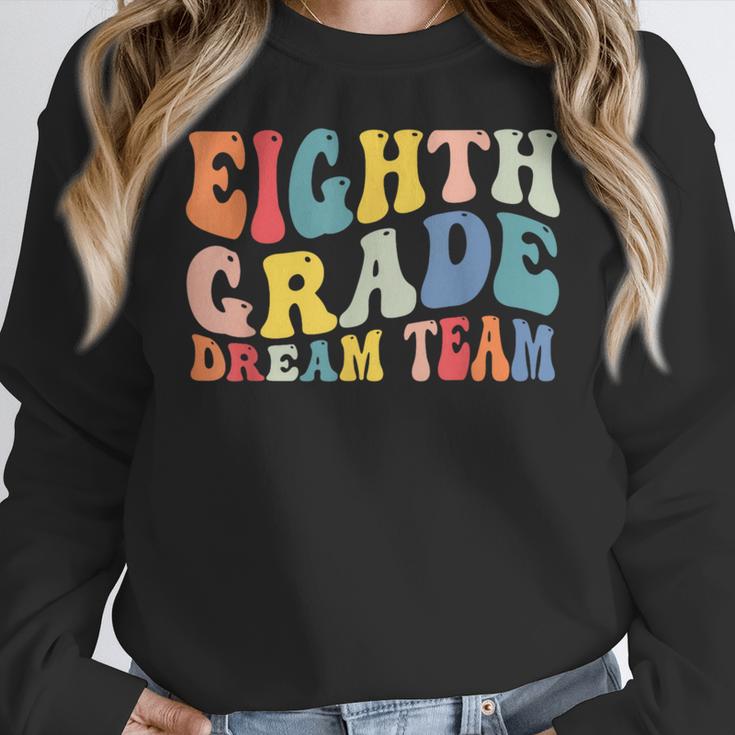 8th Grade Dream Team Teachers Boys Kids Retro Back To School Women Crewneck Sweatshirt, funny design