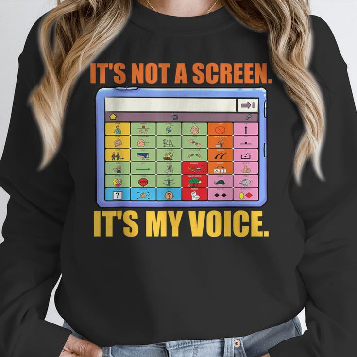 AAC Awareness AAC Teacher It's Not A Screen It's My Voice Men Women Women Crewneck Sweatshirt, funny design