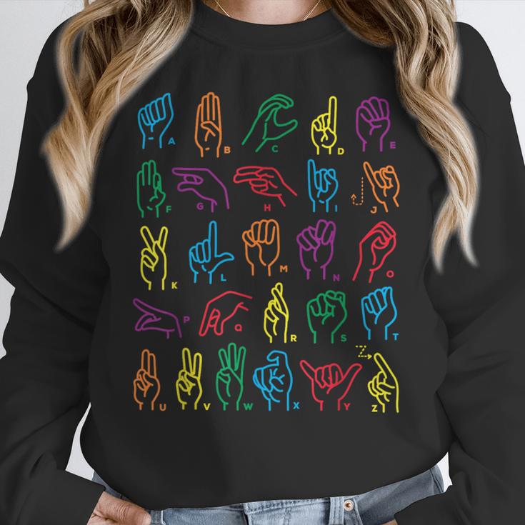ABC Sign Language Chart Teacher Hand Letter Alphabet ASL Women Crewneck Sweatshirt, funny design ABC Sign Language Chart Teacher Hand Letter Alphabet ASL Women Crewneck Sweatshirt, funny design