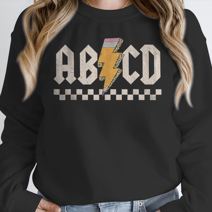 ABCD Back In Class First Day Back To School Teacher Student Women Crewneck Sweatshirt, funny design