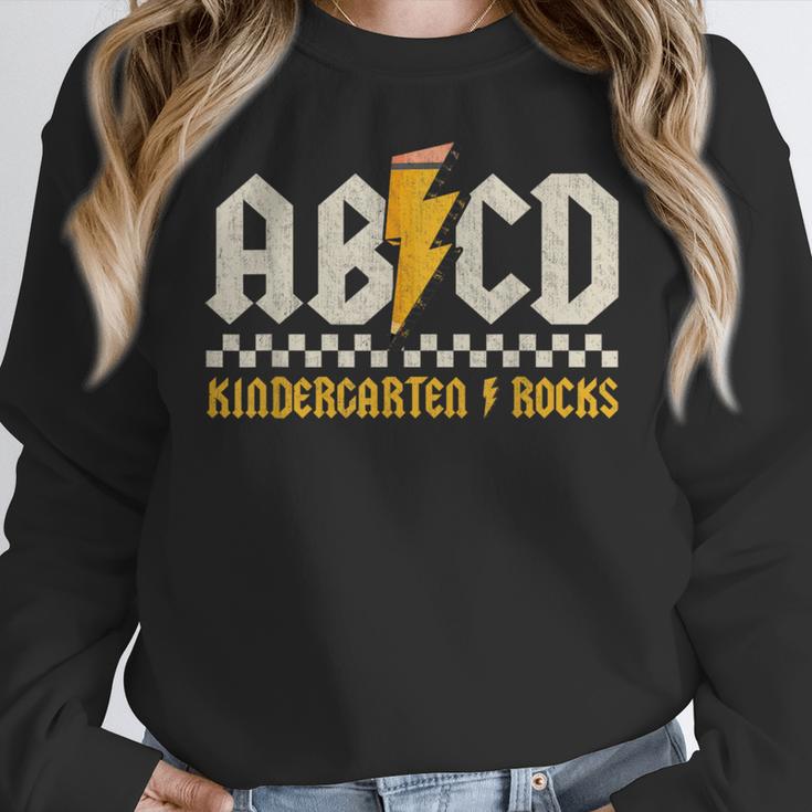 ABCD Kindergarten Rocks Pencil Lightning Students Teachers Women Crewneck Sweatshirt, funny design