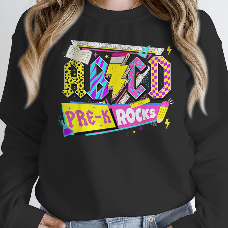 ABCD Pre-K Rocks Back To School PreK Kindergarten Teacher Women Crewneck Sweatshirt, funny design ABCD Pre-K Rocks Back To School PreK Kindergarten Teacher Women Crewneck Sweatshirt, funny design