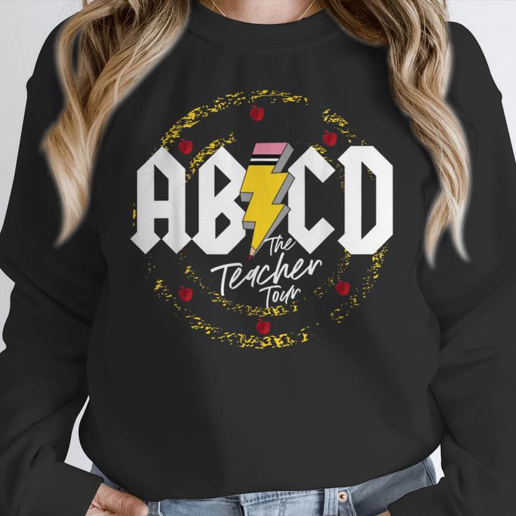 ABCD The Teacher Tour Last Day Of School Rockin' Teacher Women Crewneck Sweatshirt, funny design ABCD The Teacher Tour Last Day Of School Rockin' Teacher Women Crewneck Sweatshirt, funny design