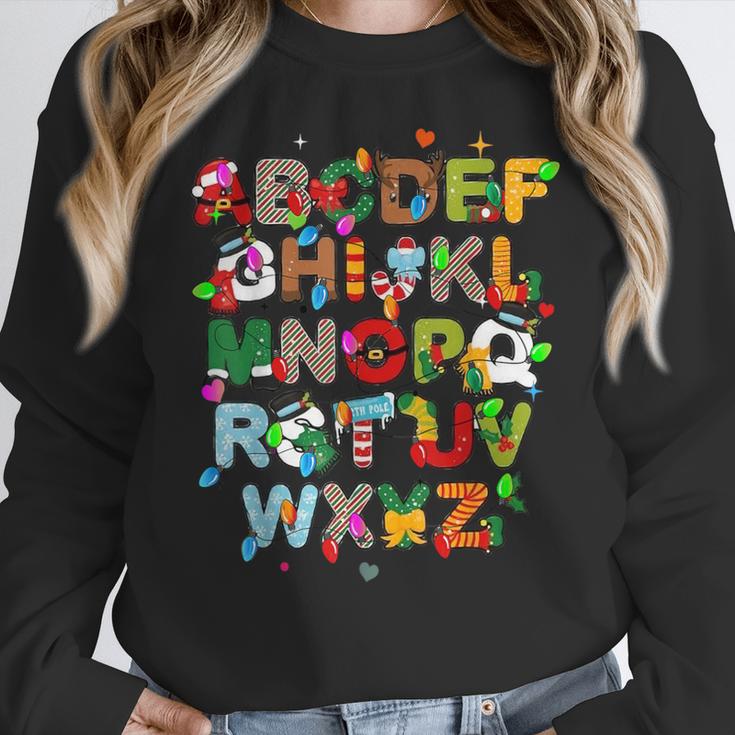 ABCs Learning Kindergarten Teacher Christmas Lights Alphabet For Men Women Kids Women Crewneck Sweatshirt, funny design ABCs Learning Kindergarten Teacher Christmas Lights Alphabet For Men Women Kids Women Crewneck Sweatshirt, funny design