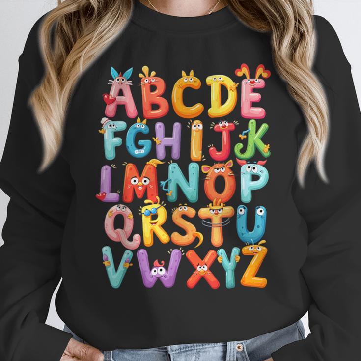 Alphabet A-Z ABC Kids Back To School Pre K Teachers Women Crewneck Sweatshirt, funny design Alphabet A-Z ABC Kids Back To School Pre K Teachers Women Crewneck Sweatshirt, funny design