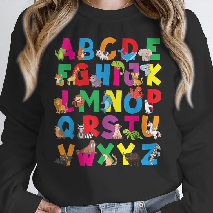 Alphabet Animals ABCs Zoo Kids Boys Girls Teacher Women Crewneck Sweatshirt, funny design
