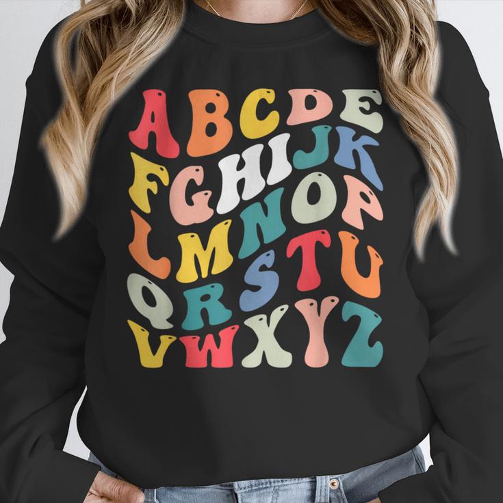 Alphabet Hi Back To School ABC Pre K Kindergarten Teacher Women Crewneck Sweatshirt, funny design Alphabet Hi Back To School ABC Pre K Kindergarten Teacher Women Crewneck Sweatshirt, funny design