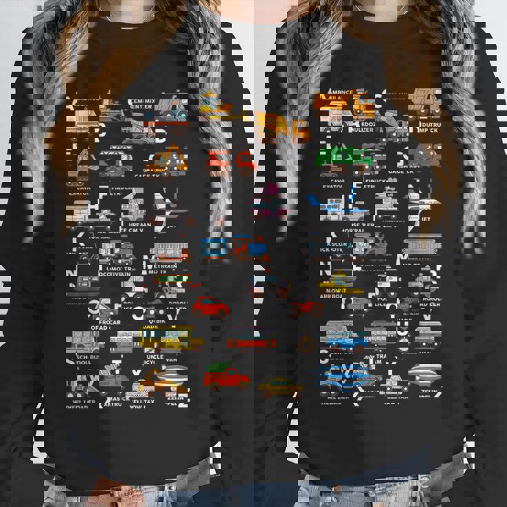 Alphabet Vehicles ABCs Learning Teachers Kids Boys Girls Women Crewneck Sweatshirt, funny design