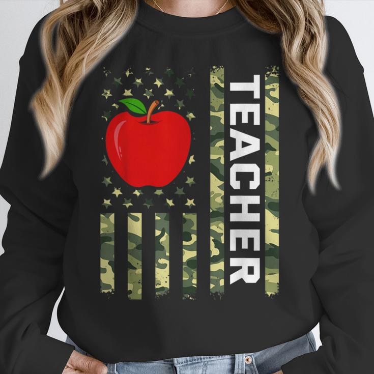 American Flag Camouflage Teacher Patriotic 4th Of July Women Crewneck Sweatshirt, funny design American Flag Camouflage Teacher Patriotic 4th Of July Women Crewneck Sweatshirt, funny design