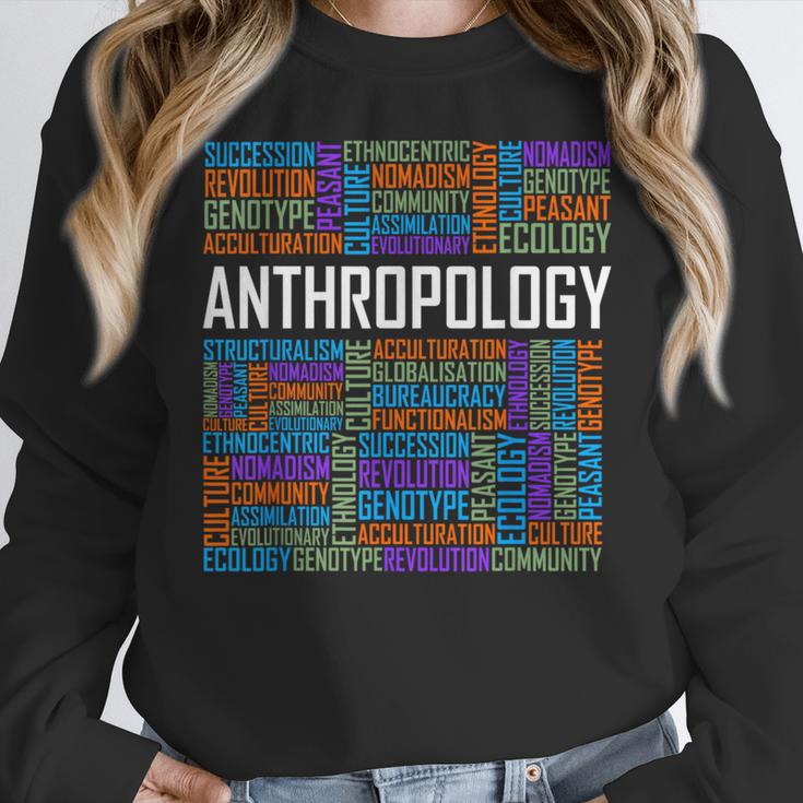 Anthropology Words Anthropologist Teacher Women Crewneck Sweatshirt, funny design