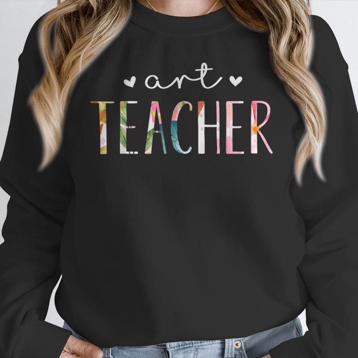 Art Teacher Cute Floral Women Crewneck Sweatshirt, funny design