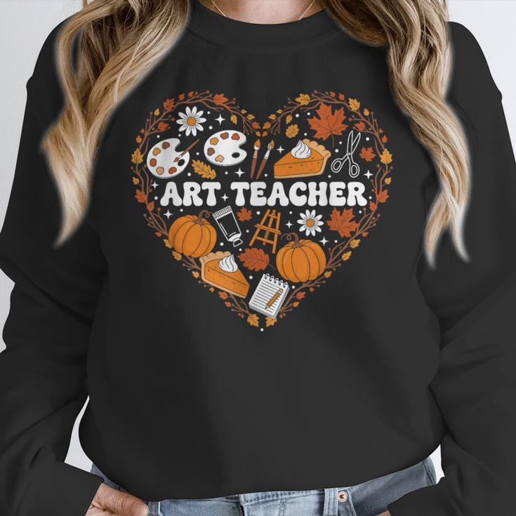 Art Teacher Heart Autumn Thanksgiving Kids Women Crewneck Sweatshirt, funny design Art Teacher Heart Autumn Thanksgiving Kids Women Crewneck Sweatshirt, funny design